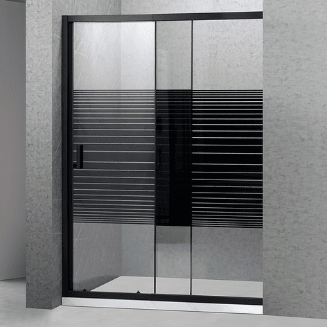 Mampara Ajustable de Ducha Strava 140-160 cm Líneas negras (2 Vidrios) 10