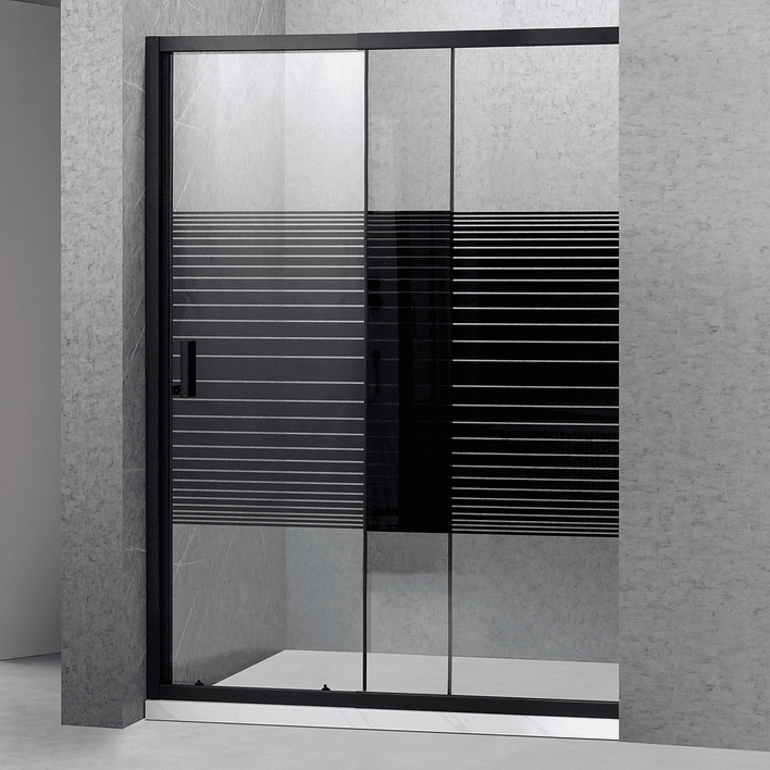 Mampara Ajustable de Ducha Strava 140-160 cm Líneas negras (2 Vidrios) 10