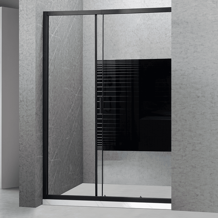 Mampara Ajustable de Ducha Strava 140-160 cm Líneas negras (2 Vidrios) 12