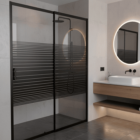 Mampara Ajustable de Ducha Strava 140-160 cm Líneas negras (2 Vidrios) 3