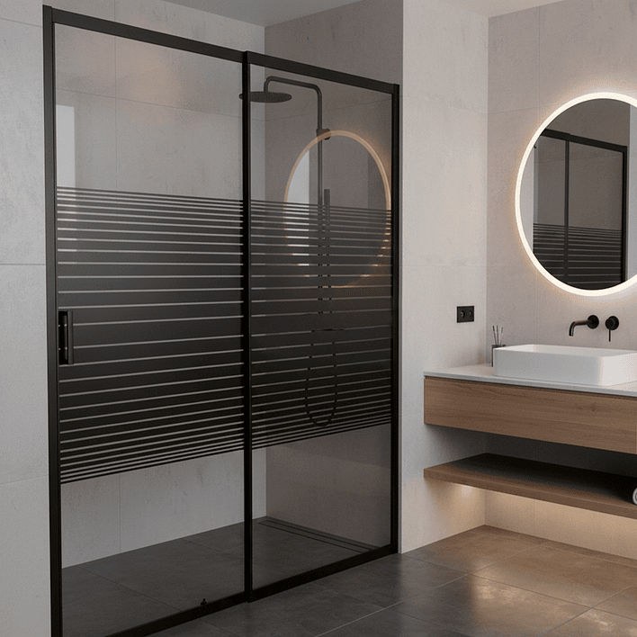 Mampara Ajustable de Ducha Strava 140-160 cm Líneas negras (2 Vidrios) 3
