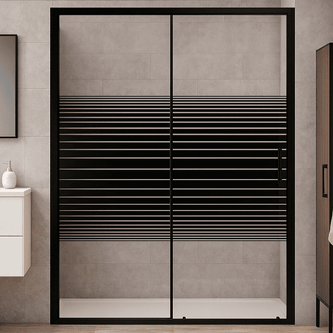 Mampara Ajustable de Ducha Strava 140-160 cm Líneas negras (2 Vidrios) 2