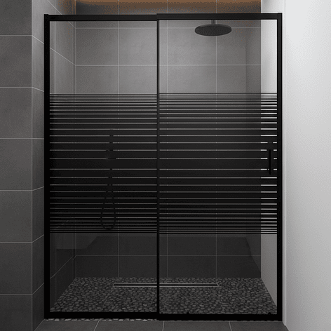 Mampara Ajustable de Ducha Strava 140-160 cm Líneas negras (2 Vidrios) 13