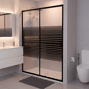 Mampara Ajustable de Ducha Strava 120-140 cm Líneas negras(2 Vidrios)