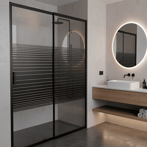 Mampara Ajustable de Ducha Strava 120-140 cm Líneas negras(2 Vidrios) 3