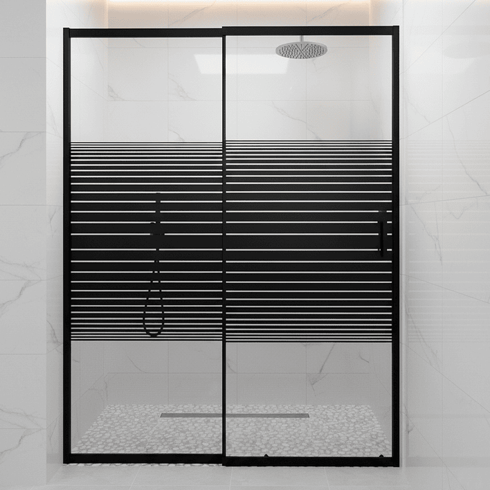 Mampara Ajustable de Ducha Strava 120-140 cm Líneas negras(2 Vidrios) 4