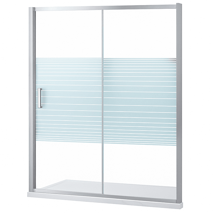 Mampara Ajustable de Ducha Strava 160-180 cm Líneas blancas (2 Vidrios) 9