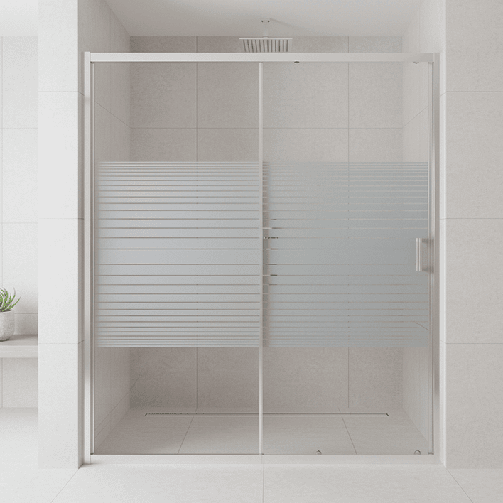 Mampara Ajustable de Ducha Strava 160-180 cm Líneas blancas (2 Vidrios) 11