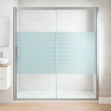 Mampara Ajustable de Ducha Strava 160-180 cm Líneas blancas (2 Vidrios) 2