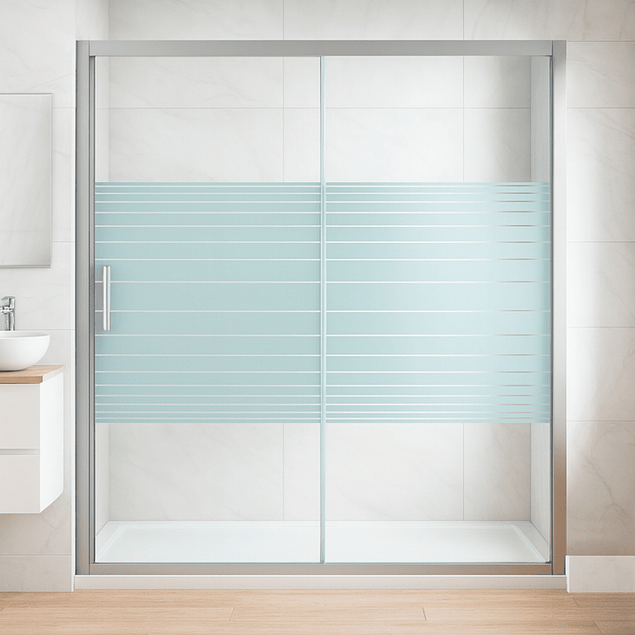 Mampara Ajustable de Ducha Strava 160-180 cm Líneas blancas (2 Vidrios) 2