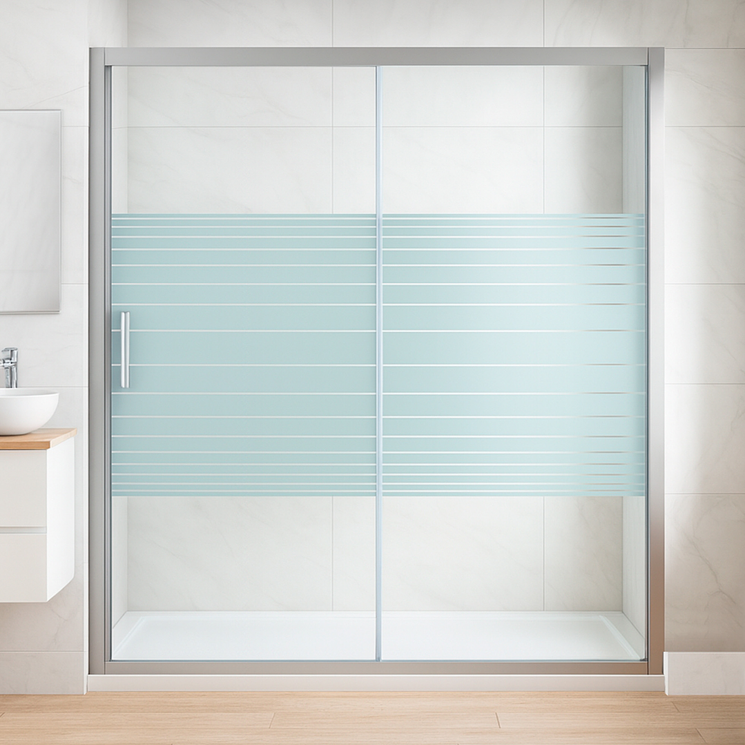 Mampara Ajustable de Ducha Strava 160-180 cm Líneas blancas (2 Vidrios) 2