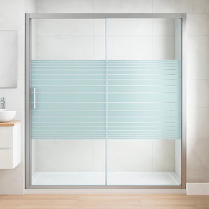 Mampara Ajustable de Ducha Strava 160-180 cm Líneas blancas (2 Vidrios)