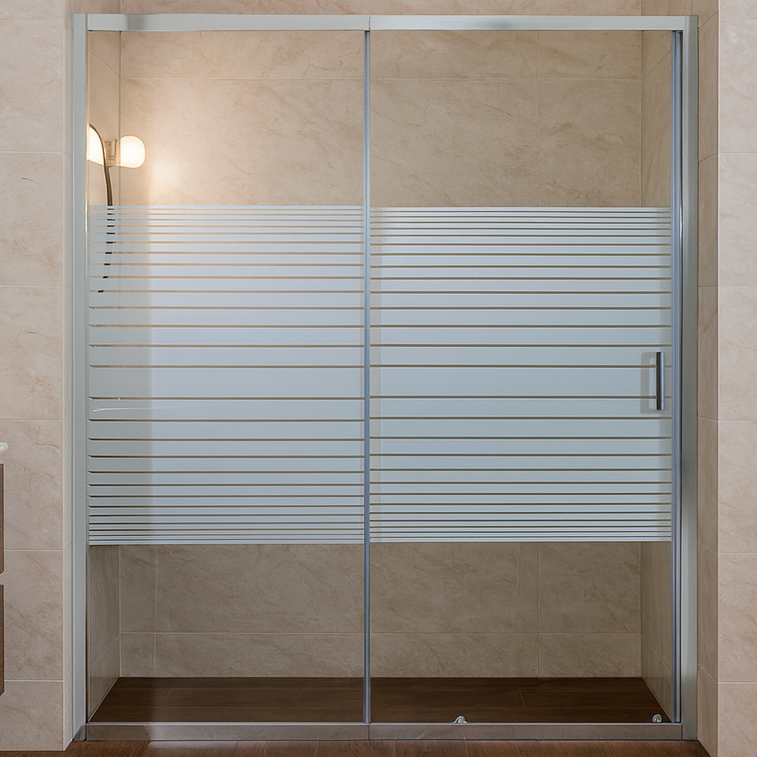 Mampara Ajustable de Ducha Strava 160-180 cm Líneas blancas (2 Vidrios) 12