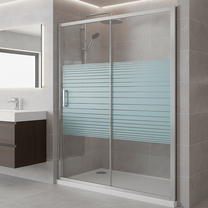 Mampara Ajustable de Ducha Strava 160-180 cm Líneas blancas (2 Vidrios) 1