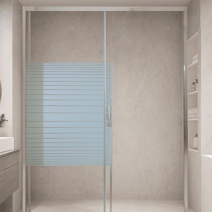 Mampara Ajustable de Ducha Strava 120-140 cm Líneas blancas (2 Vidrios) 5