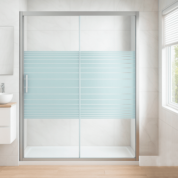 Mampara Ajustable de Ducha Strava 120-140 cm Líneas blancas (2 Vidrios) 2
