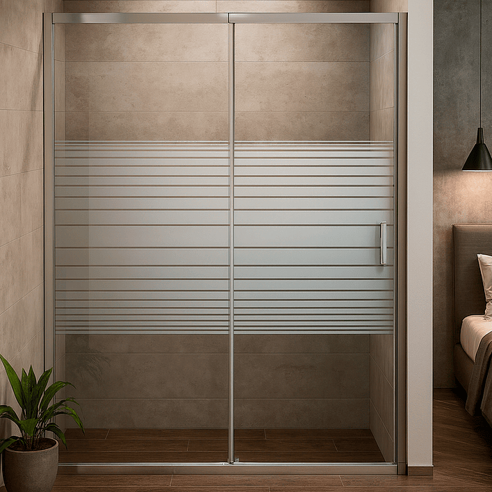 Mampara Ajustable de Ducha Strava 120-140 cm Líneas blancas (2 Vidrios) 6