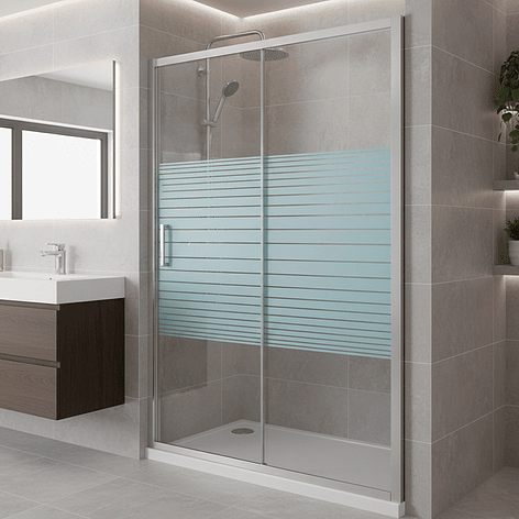 Mampara Ajustable de Ducha Strava 120-140 cm Líneas blancas (2 Vidrios) 1