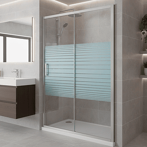 Mampara Ajustable de Ducha Strava 120-140 cm Líneas blancas (2 Vidrios)