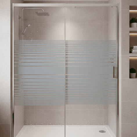 Mampara Ajustable de Ducha Strava 120-140 cm Líneas blancas (2 Vidrios) 7