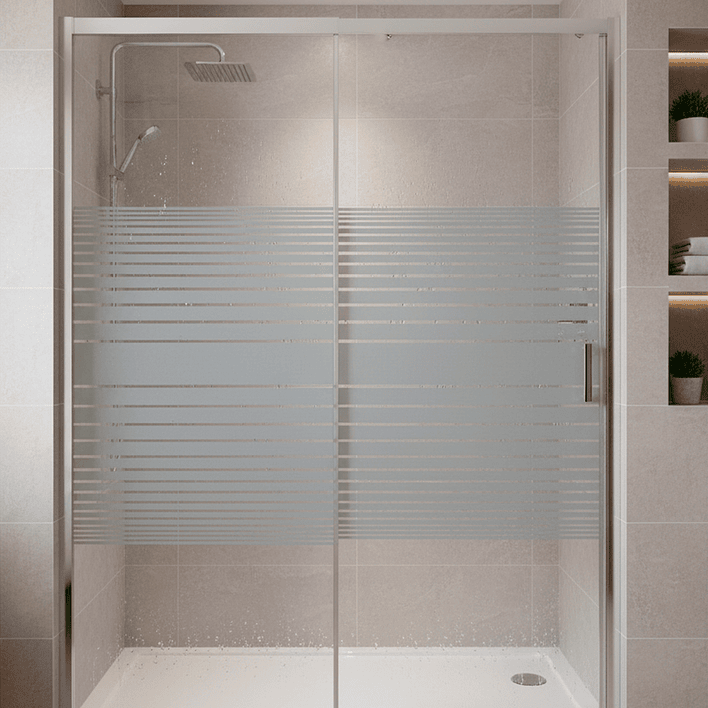 Mampara Ajustable de Ducha Strava 120-140 cm Líneas blancas (2 Vidrios) 7