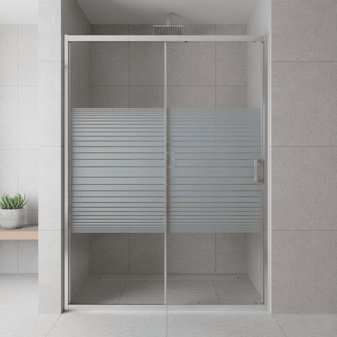 Mampara Ajustable de Ducha Strava 120-140 cm Líneas blancas (2 Vidrios) 9