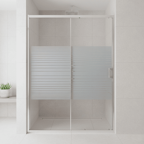 Mampara Ajustable de Ducha Strava 120-140 cm Líneas blancas (2 Vidrios) 11