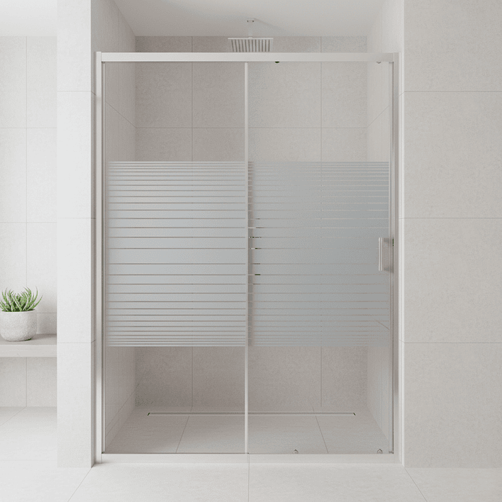 Mampara Ajustable de Ducha Strava 120-140 cm Líneas blancas (2 Vidrios) 11