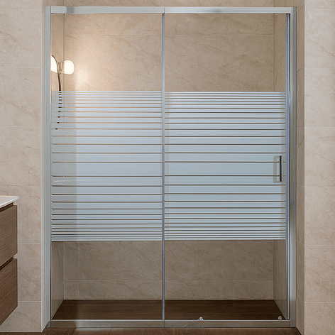 Mampara Ajustable de Ducha Strava 120-140 cm Líneas blancas (2 Vidrios) 13