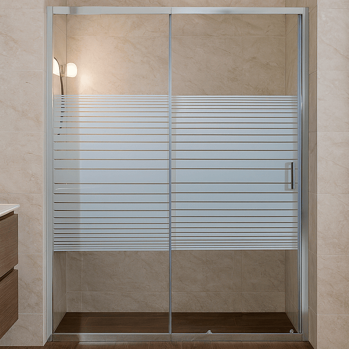 Mampara Ajustable de Ducha Strava 120-140 cm Líneas blancas (2 Vidrios) 13