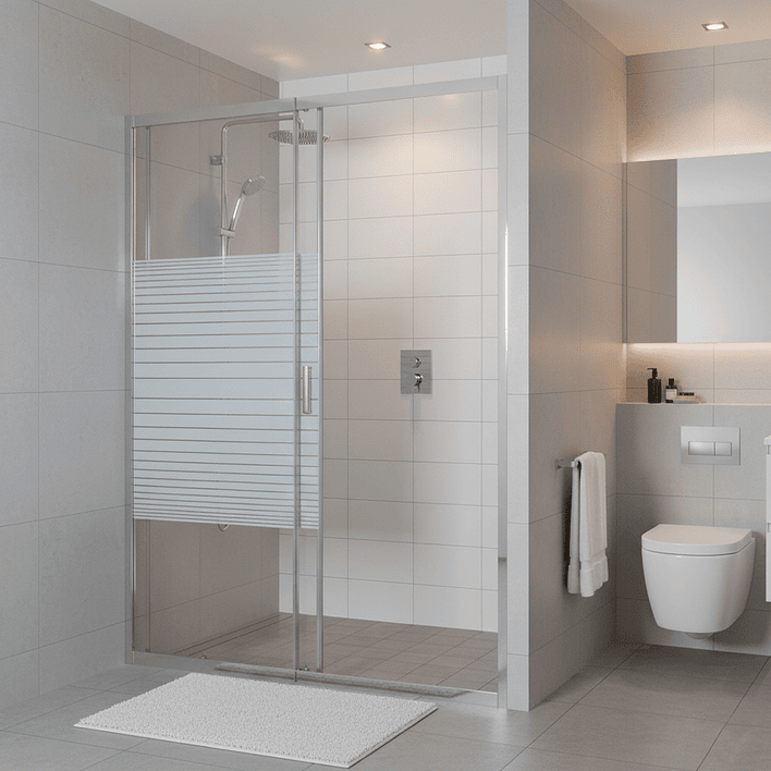 Mampara Ajustable de Ducha Strava 120-140 cm Líneas blancas (2 Vidrios) 10