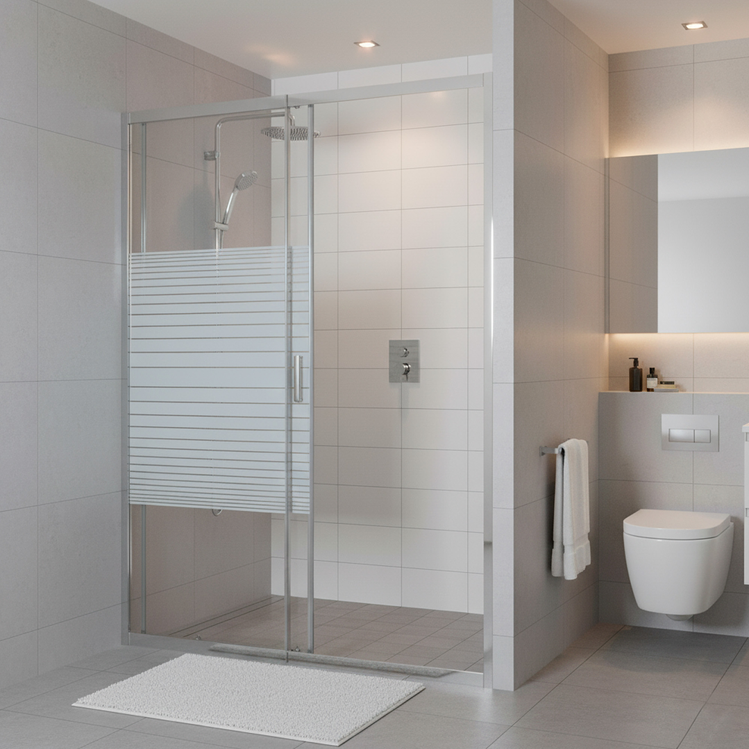 Mampara Ajustable de Ducha Strava 120-140 cm Líneas blancas (2 Vidrios) 10