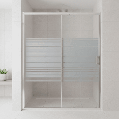 Mampara Ajustable de Ducha Strava 140-160 cm Líneas blancas (2 Vidrios) 8