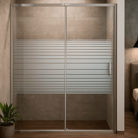 Mampara Ajustable de Ducha Strava 140-160 cm Líneas blancas (2 Vidrios) 6