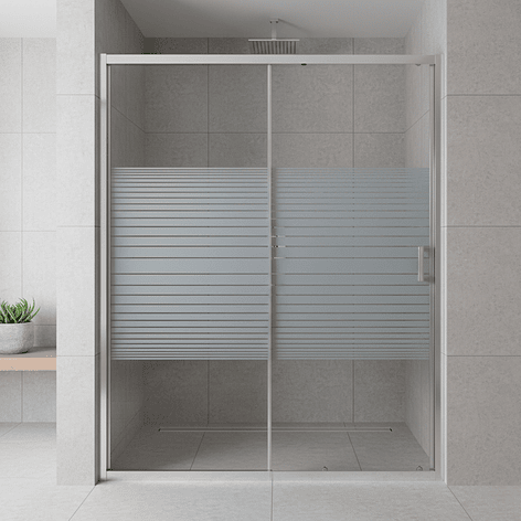 Mampara Ajustable de Ducha Strava 140-160 cm Líneas blancas (2 Vidrios) 7