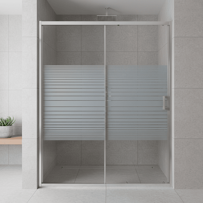 Mampara Ajustable de Ducha Strava 140-160 cm Líneas blancas (2 Vidrios) 7