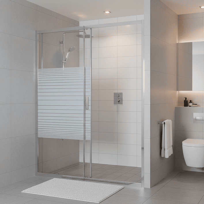 Mampara Ajustable de Ducha Strava 140-160 cm Líneas blancas (2 Vidrios) 10
