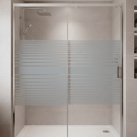 Mampara Ajustable de Ducha Strava 140-160 cm Líneas blancas (2 Vidrios) 13