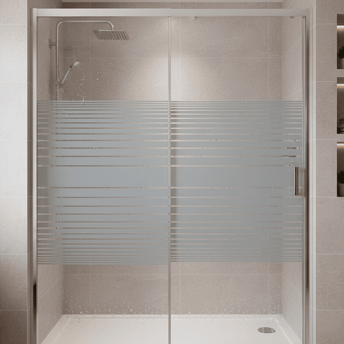 Mampara Ajustable de Ducha Strava 140-160 cm Líneas blancas (2 Vidrios) 13
