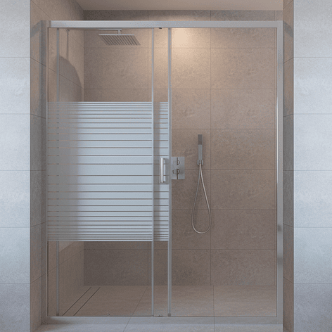 Mampara Ajustable de Ducha Strava 140-160 cm Líneas blancas (2 Vidrios) 4