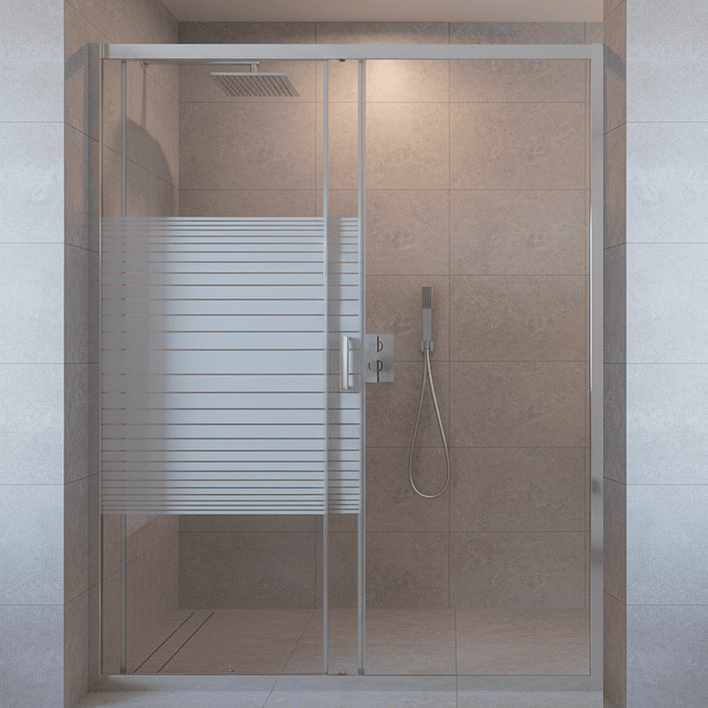 Mampara Ajustable de Ducha Strava 140-160 cm Líneas blancas (2 Vidrios) 4