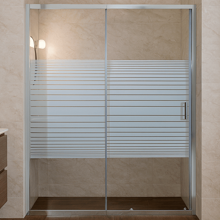 Mampara Ajustable de Ducha Strava 140-160 cm Líneas blancas (2 Vidrios) 5