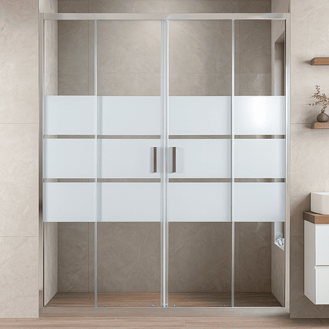 Mampara Ajustable de Ducha Style 160-180 cm Líneas blancas (4 Vidrios) 3