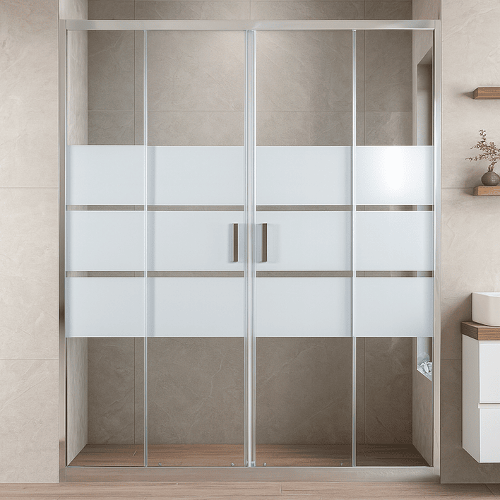 Mampara Ajustable de Ducha Style 160-180 cm Líneas blancas (4 Vidrios) 3