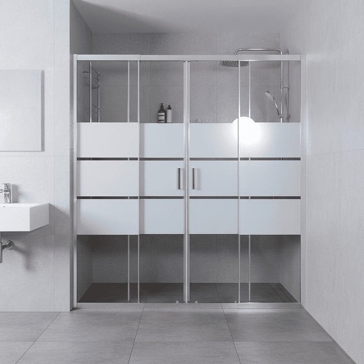 Mampara Ajustable de Ducha Style 160-180 cm Líneas blancas (4 Vidrios) 4