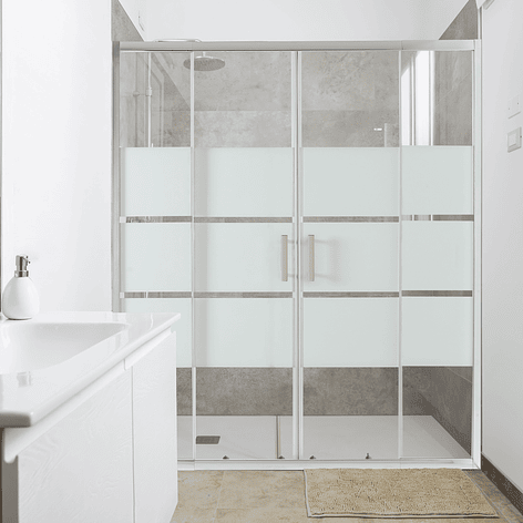 Mampara Ajustable de Ducha Style 160-180 cm Líneas blancas (4 Vidrios) 2