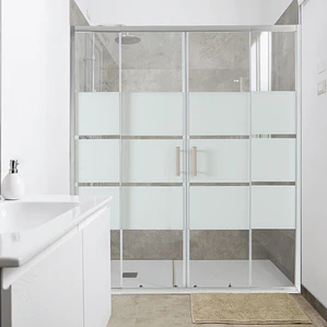 Mampara Ajustable de Ducha Style 160-180 cm Líneas blancas (4 Vidrios)