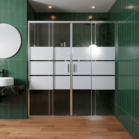 Mampara Ajustable de Ducha Style 160-180 cm Líneas blancas (4 Vidrios) 5