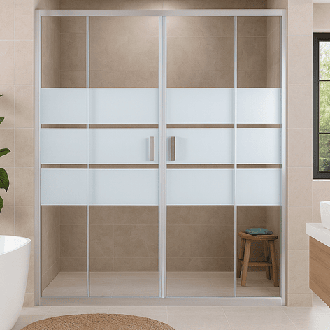 Mampara Ajustable de Ducha Style 160-180 cm Líneas blancas (4 Vidrios) 1