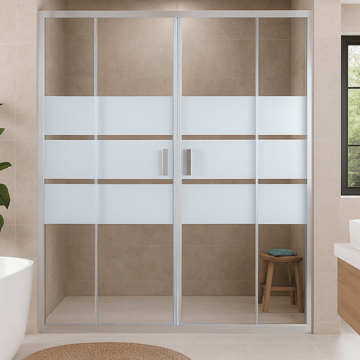 Mampara Ajustable de Ducha Style 160-180 cm Líneas blancas (4 Vidrios) 1